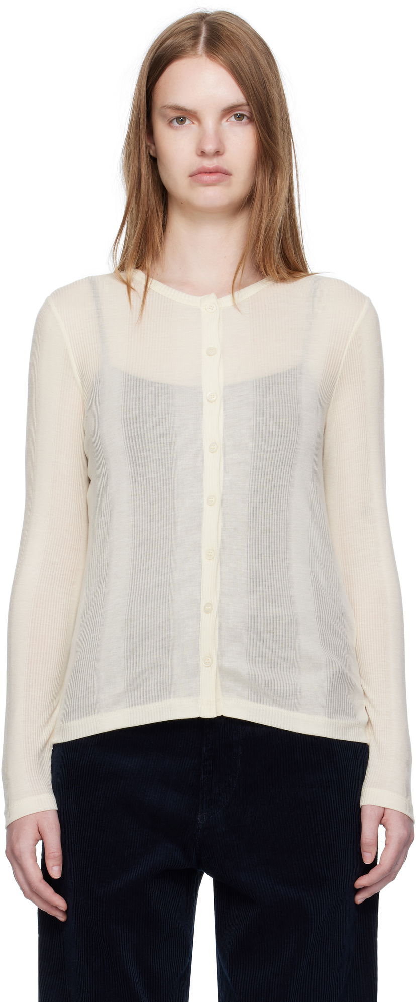 Sweater A.P.C. A.P.C. Lorie Button Cardigan Beige | LYAAW-F22331