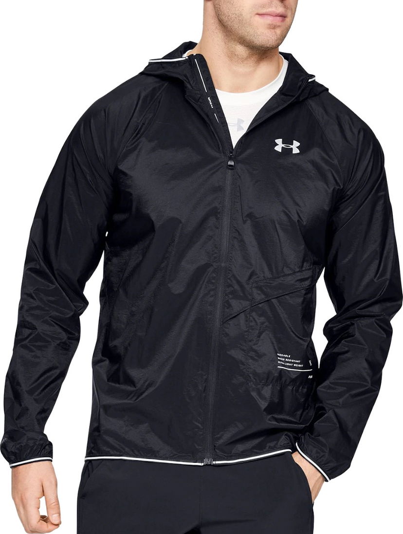 Vindjakke Under Armour Packable Water-Resistant Running Jacket Sort | 1326597-001