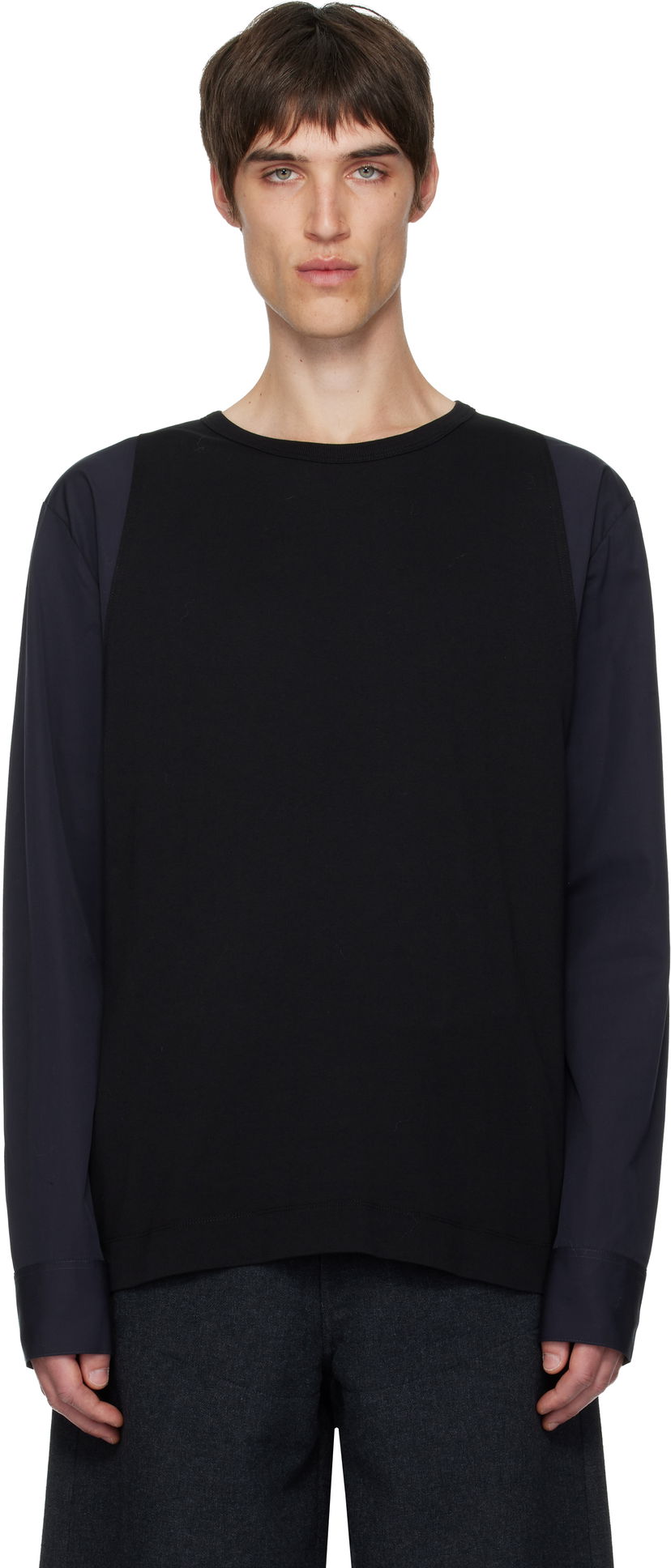 T-shirt Dries Van Noten Dries Van Noten Contrast Sleeves T-shirt Sort | 252-021118-2603