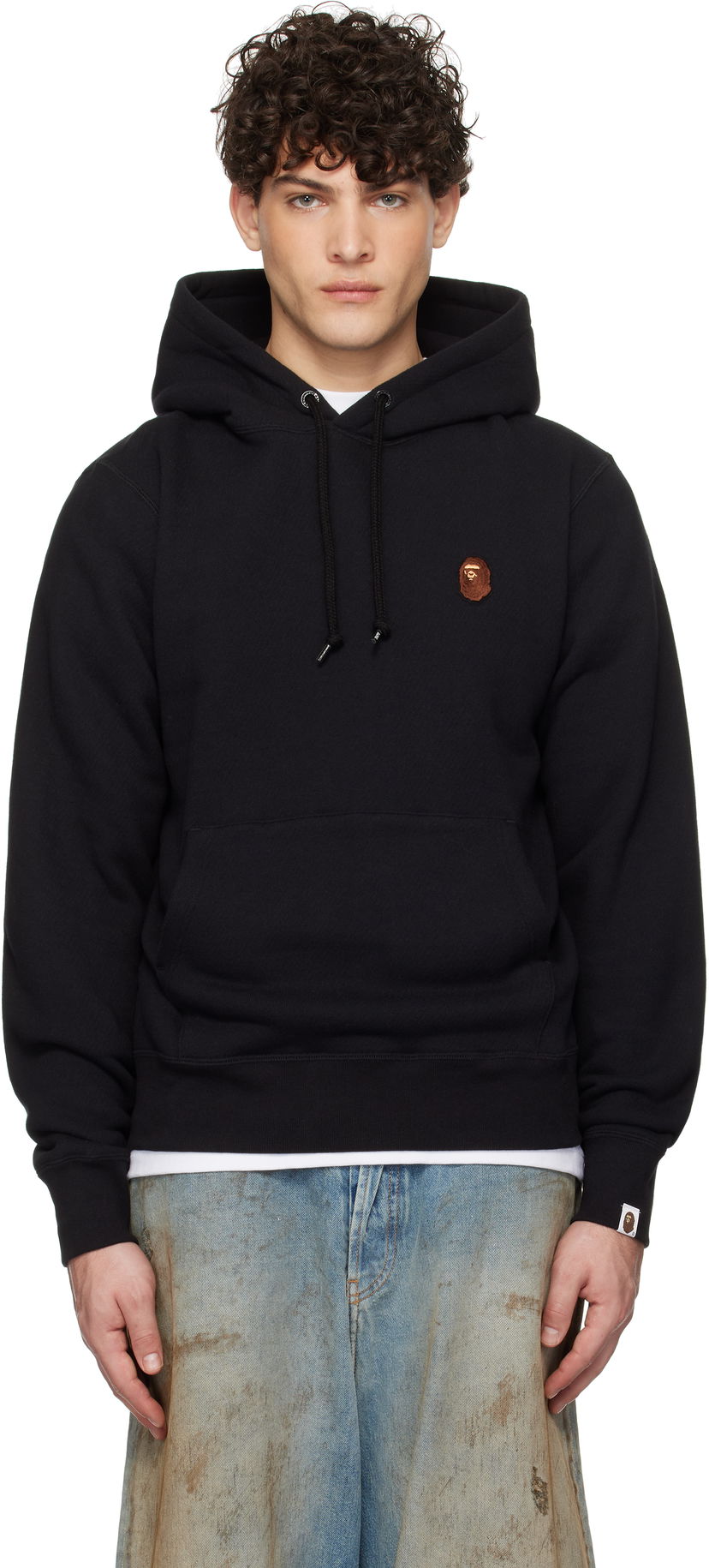 Sweatshirt BAPE One Point Pullover Hoodie Sort | 001PPK801007M