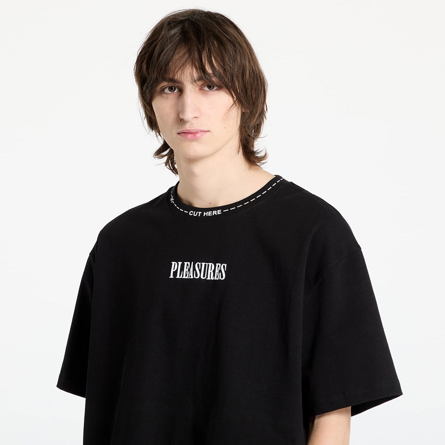 T-shirt Pleasures PLEASURES Cut Here Heavyweight T-Shirt Sort | P25SP027 BLACK, 1