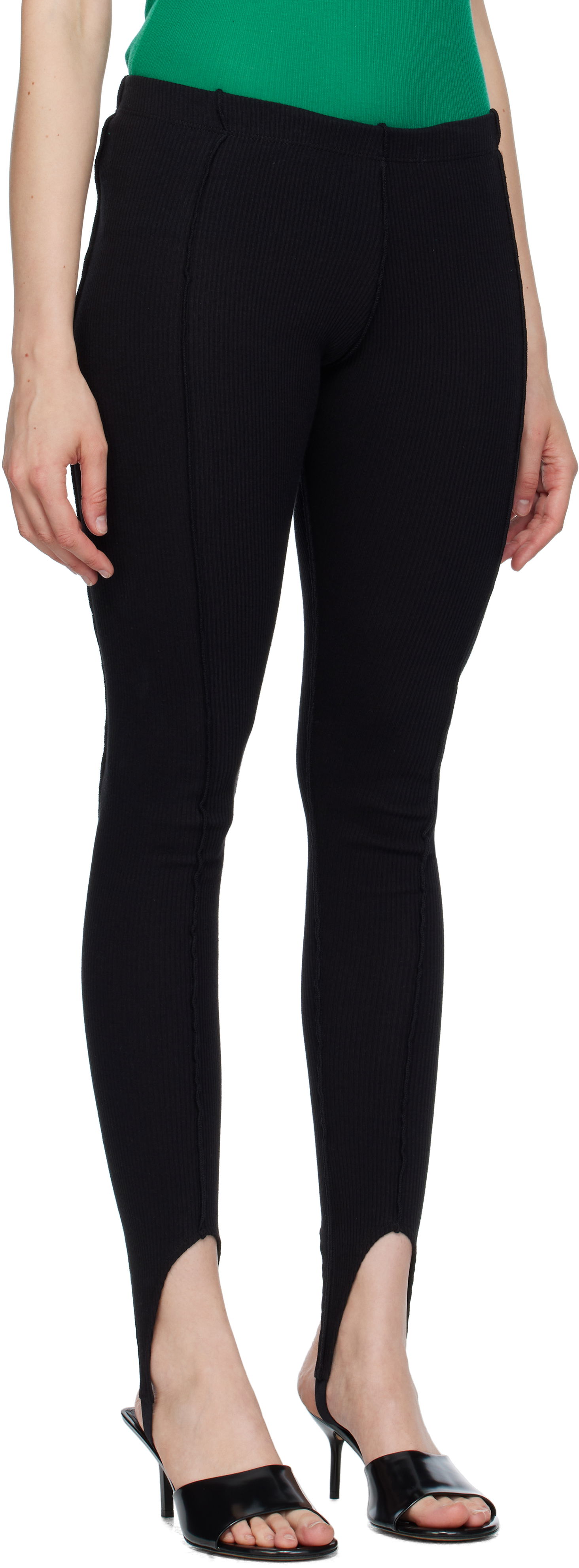 Leggings Baserange Baserange Sync Ribbed Stirrup Leggings Sort | PASL-RCR-AU25, 1