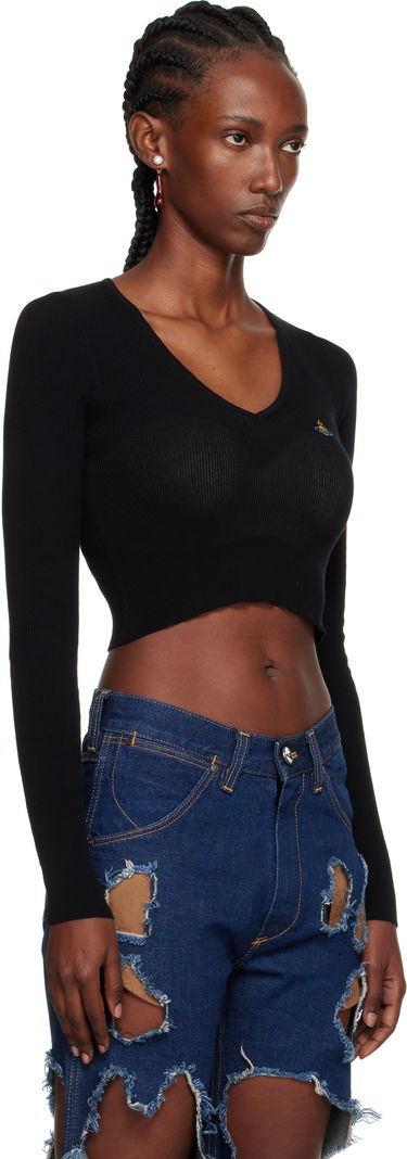 Sweater Vivienne Westwood Vivienne Westwood Bea Cropped V-Neck Sweater Sort | 1803004W-Y003F-, 1