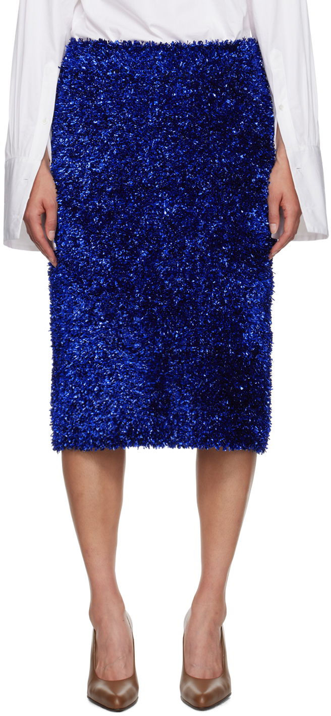 Nederdel Dries Van Noten Tinsel Midi Skirt Blå | 242-011245-9725