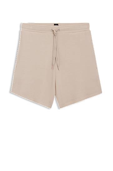 Shorts BOSS Ottoman-structured Stretch Modal Shorts with Branded Cord Beige | 50545617, 0