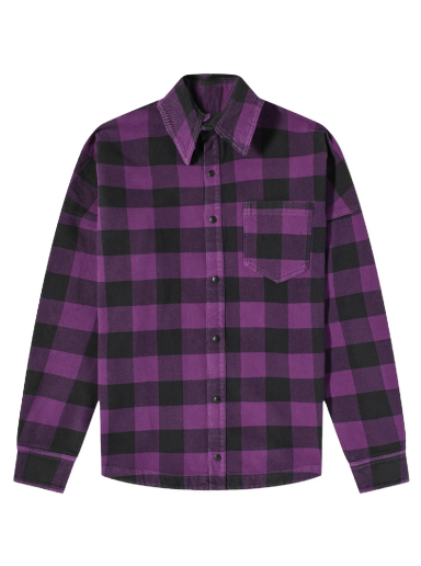 Skjorte Palm Angels Check Logo Overshirt Lilla | PMGA024F22FAB0013701
