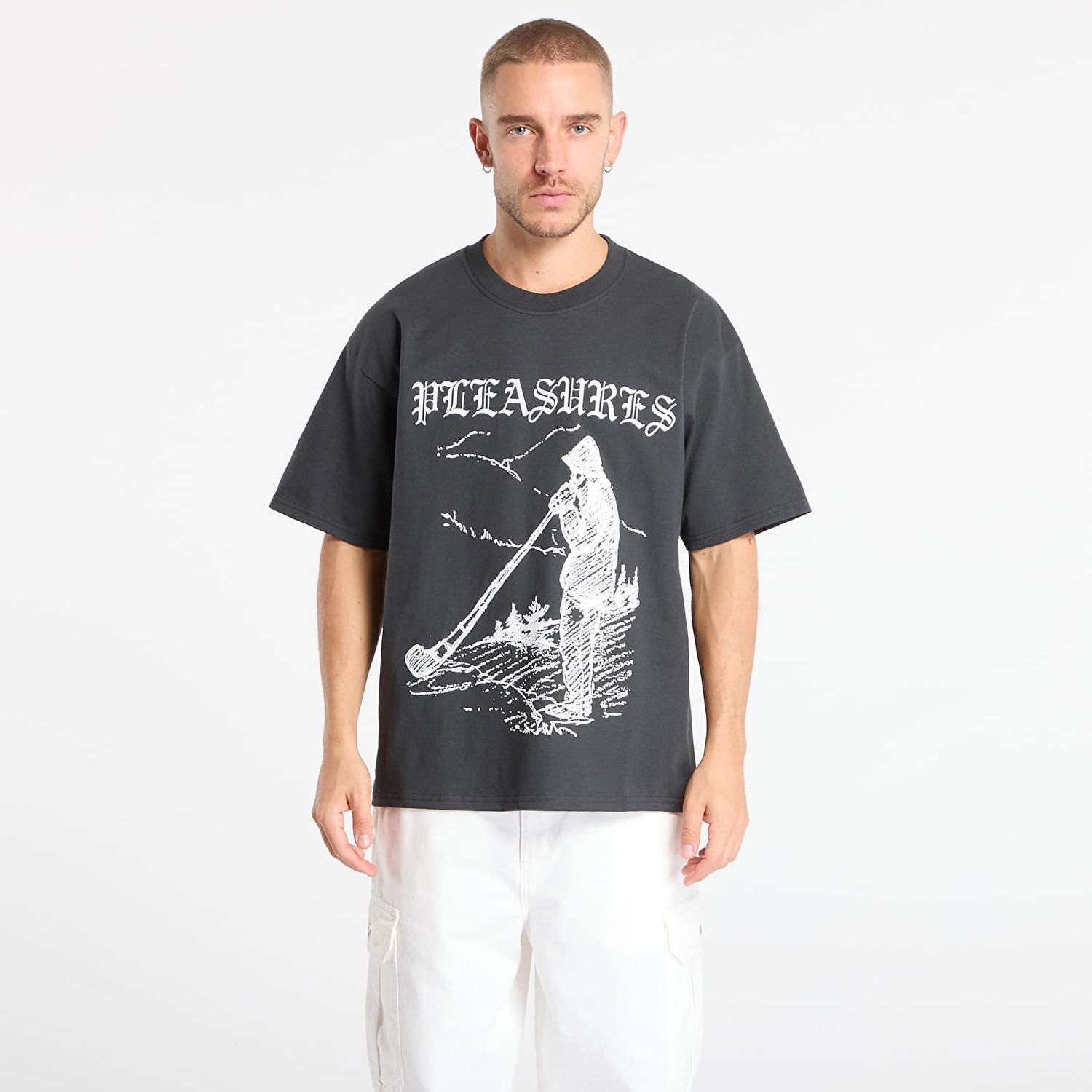T-shirt Pleasures Pipe T-Shirt XXL Grå | P25F079-BLACK, 0