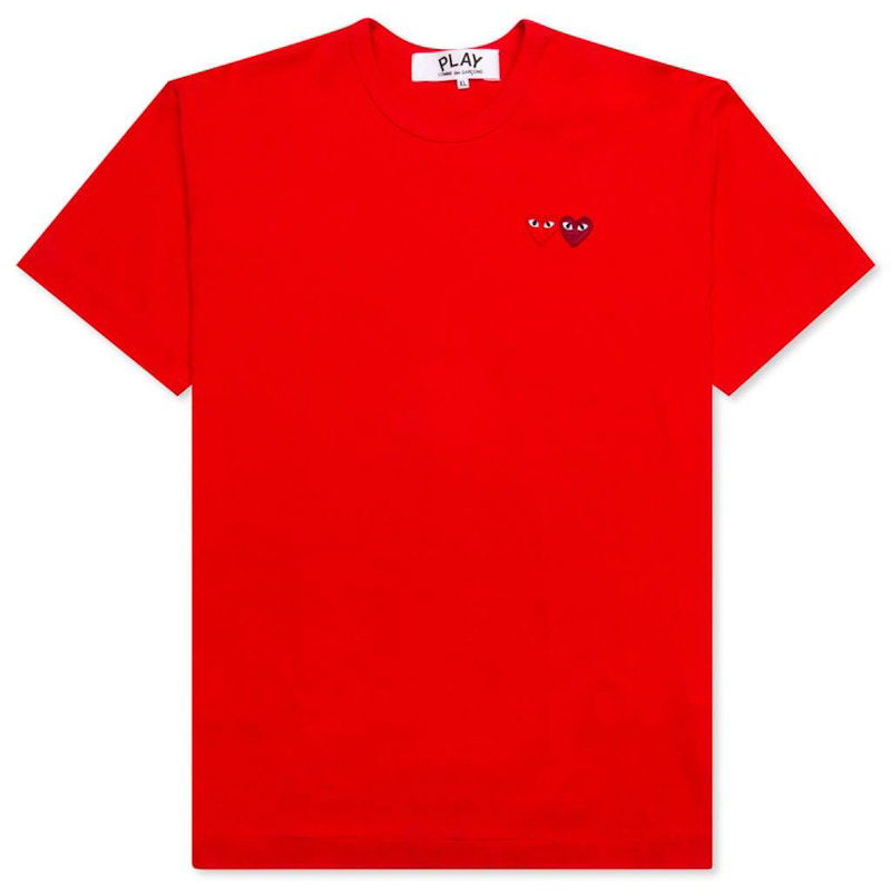 T-shirt Comme des Garçons Play Double Hearts T-Shirt Rød | AZ-T225-051-5, 0