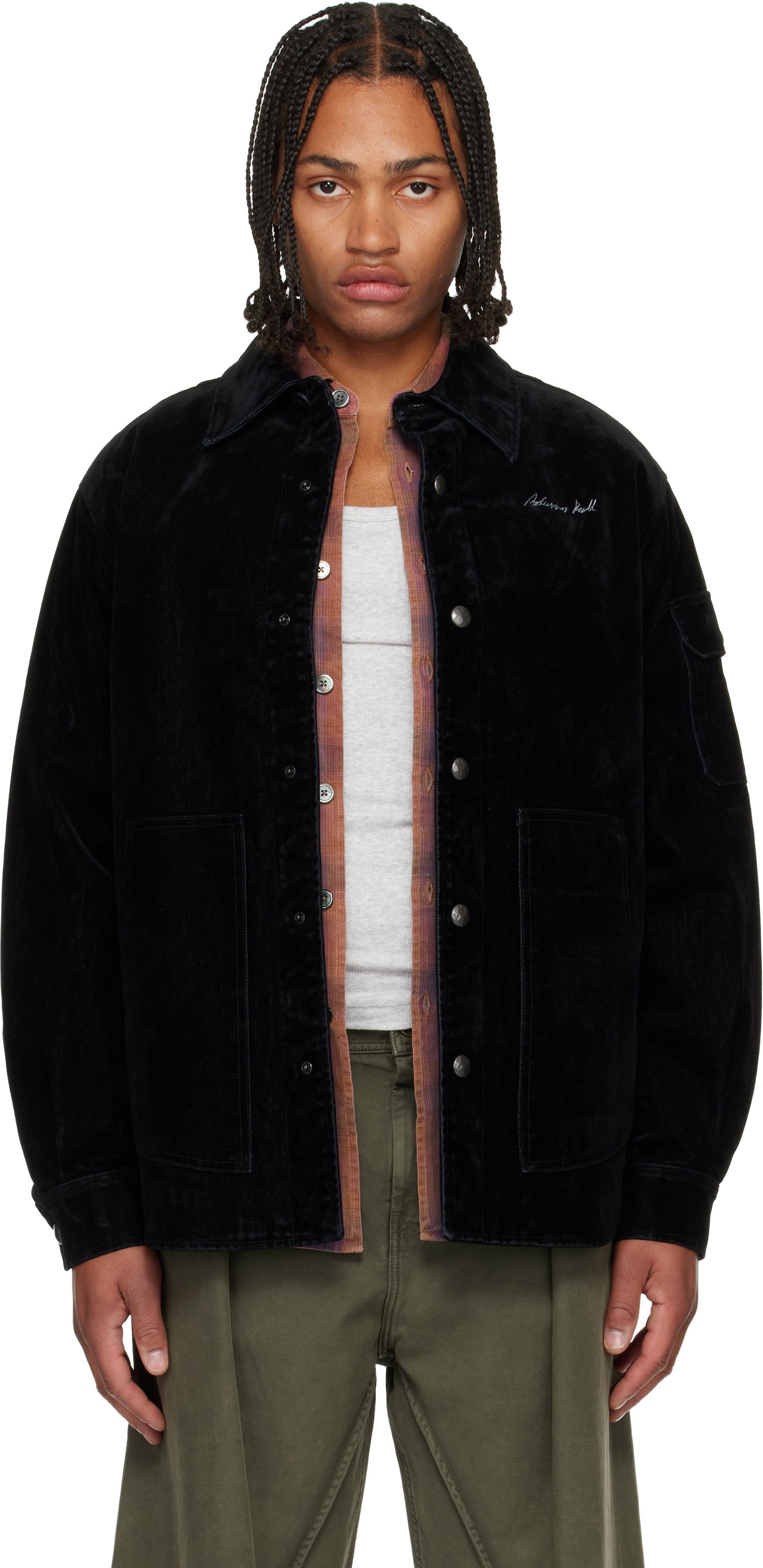 Skjorte Andersson Bell Andersson Bell Padded Velvet Denim Shirt Sort | atb1374m, 0