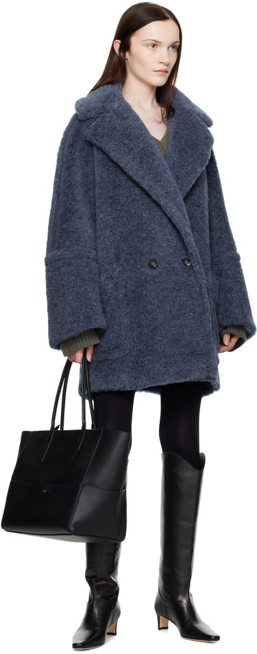 Frakker Max Mara Double-Breasted Faux Fur Coat Blå | 2421016142600 MM10506, 3