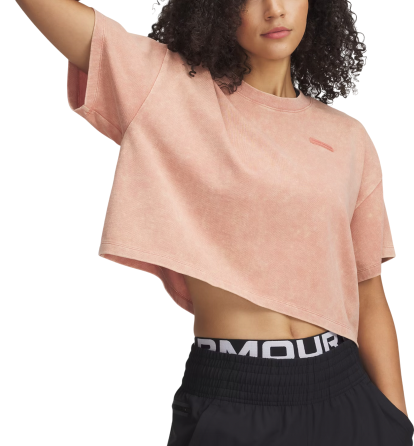 Crop top Under Armour Under Armour HWT Wash Short Sleeve T-Shirt Lyserød | 1389747-696