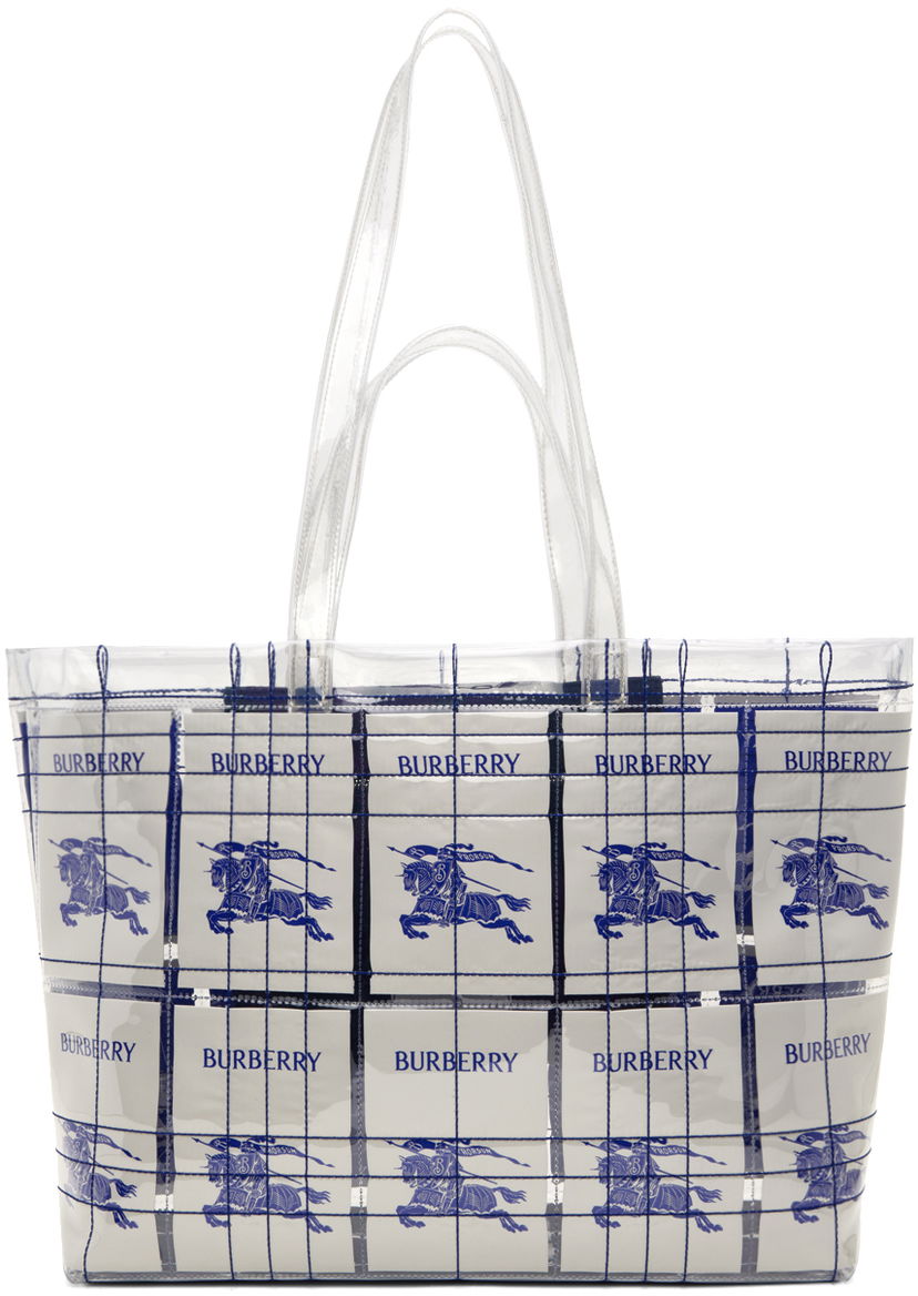Mulepose Burberry EKD Label Tote Bag Mørkeblå | 8079639