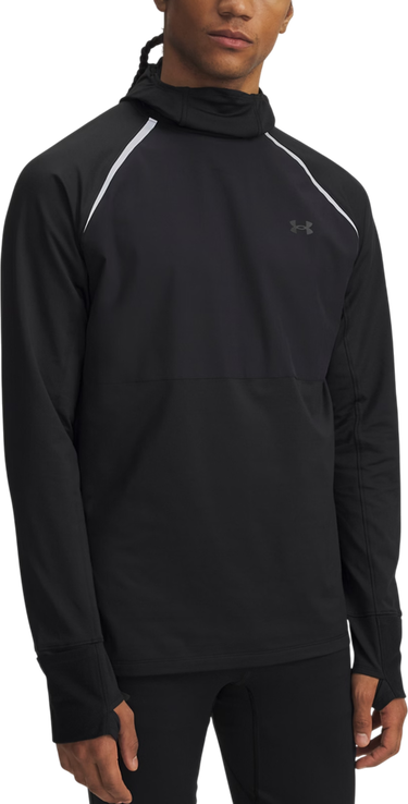 Sweatshirt Under Armour Velociti Pro Balaclava Hoodie with Reflective Stripes and Thumbholes Sort | 6005969-004, 0