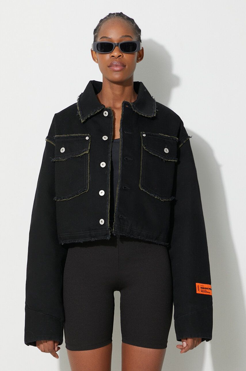 Jakke HERON PRESTON Oversize Denim Jacket Sort | HWYE013F23DEN0011000, 0