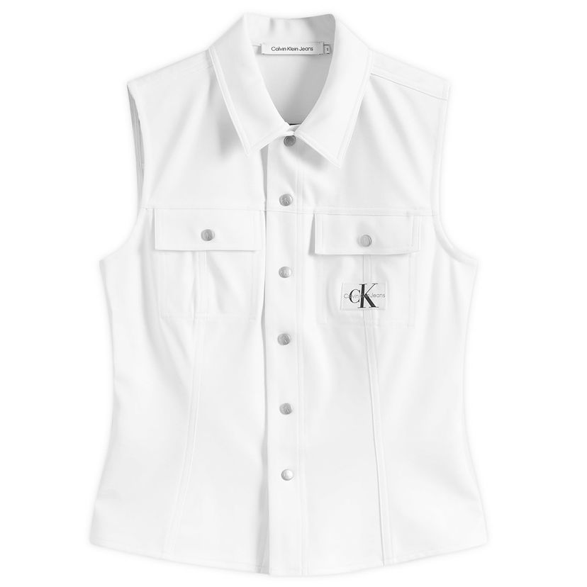 Skjorte CALVIN KLEIN Sheen Milano Sleeveless Hvid | J20J223390YAF