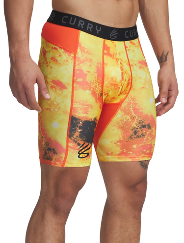 Boksere Under Armour Curry HG Printed Compression Shorts Orange | 1379829-847, 0