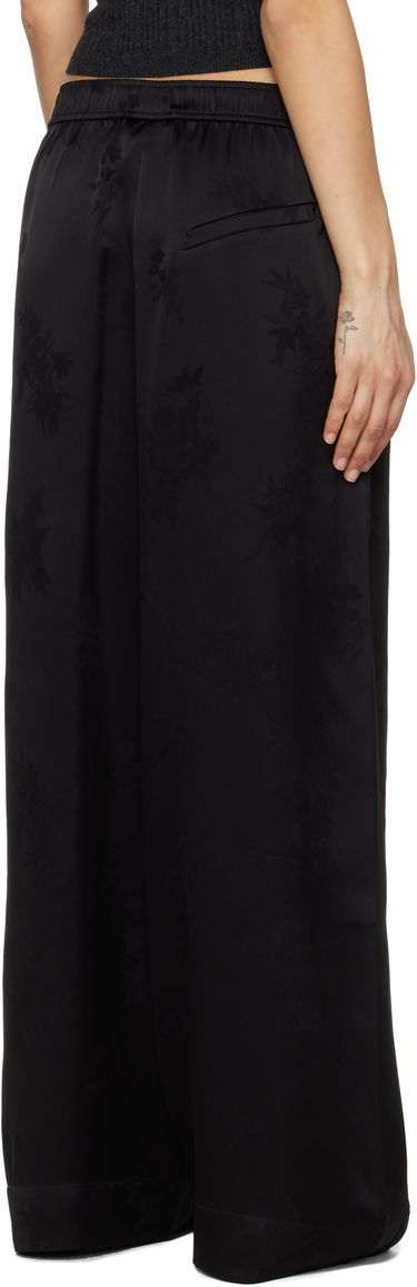 Bukser GANNI GANNI Satin Jacquard Trousers Sort | W0383, 2