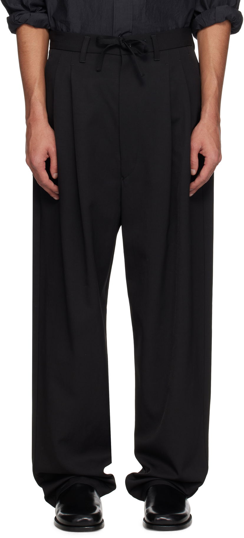 Bukser LEMAIRE Lemaire Drawstring Pleated Trousers Sort | PA1168 LF1362
