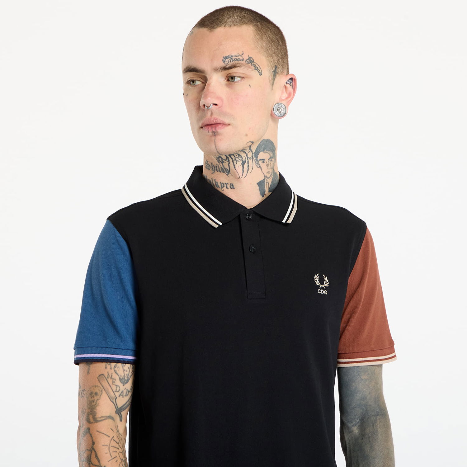 Polo skjorte Comme des Garçons Comme des Garçons SHIRT x Fred Perry Color Block Polo Knit Flerfarvet | FP-T502-W25 Black, 1