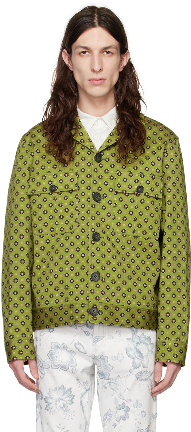 Jakke Erdem Erdem Graham Floral Print Jacket Grøn | MS23_712MMFOG GRAHAM