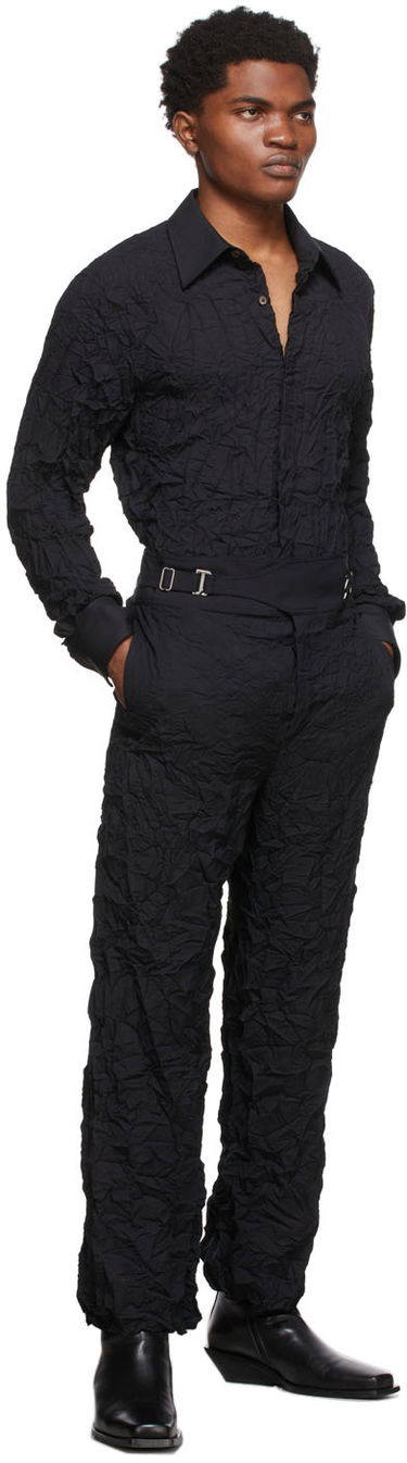 Skjorte Dion Lee Crinkle Button-Up Shirt Sort | C5017S22, 3