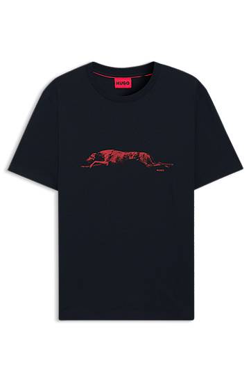 T-shirt BOSS HUGO Dog Artwork Jersey T-Shirt Mørkeblå | 50548557, 0