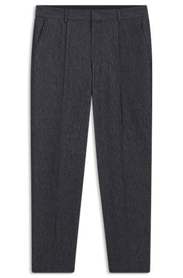 Bukser BOSS Tapered-Fit Cotton-Blend Trousers Grå | 50546035