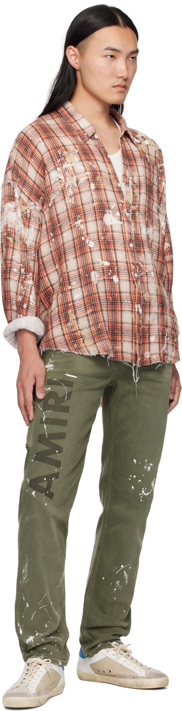 Jeans AMIRI AMIRI Army Logo Painted Slim Workman Jeans Grøn | AMDNSM1018, 3