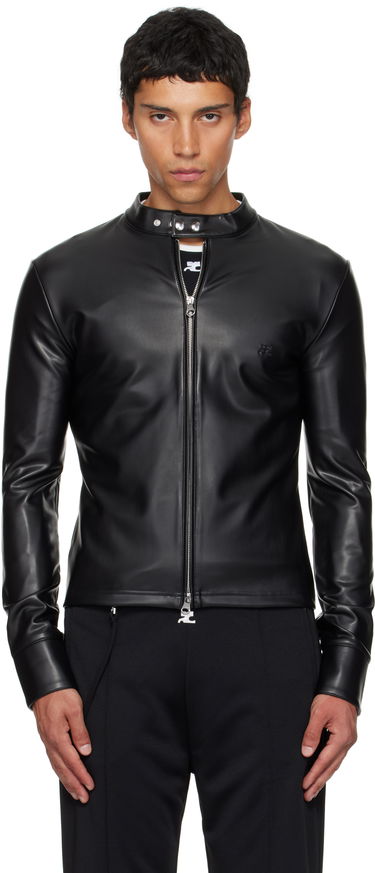 Jakke Courrèges Courrèges Faux-Leather Biker Jacket Sort | 325CTO448PU0049, 0