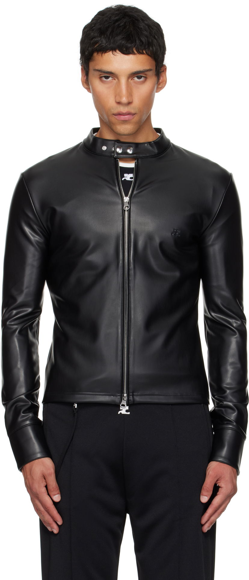 Jakke Courrèges Courrèges Faux-Leather Biker Jacket Sort | 325CTO448PU0049