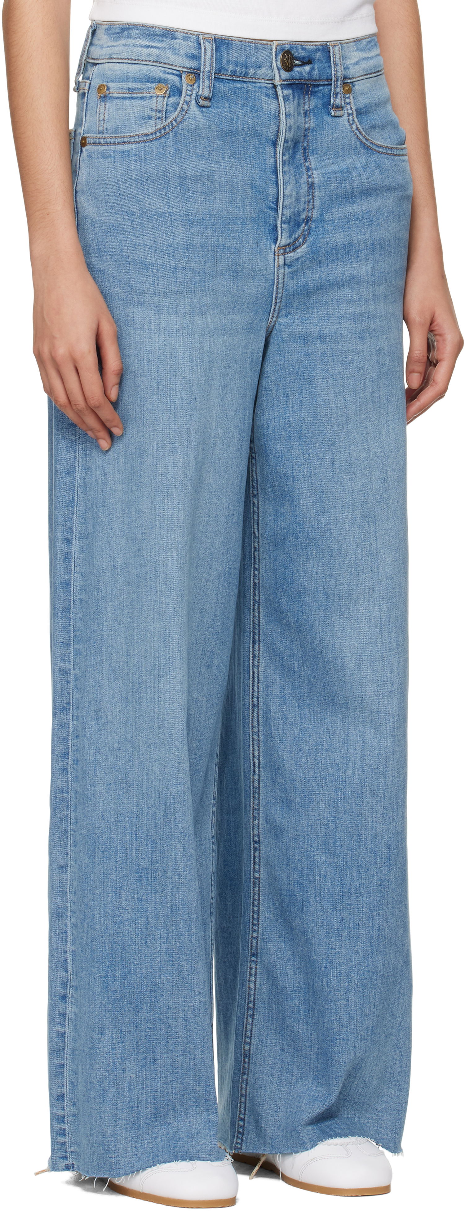 Jeans rag & bone rag & bone 'The Sofie' High-Rise Ultra Wide Ankle Jeans Blå | WDD24F3000FUMO, 1