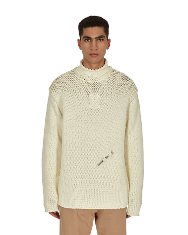 Sweater Off-White Meteornail Knit Zip Mockneck Sweater Beige | OMHA122F21KNI001 6161, 2