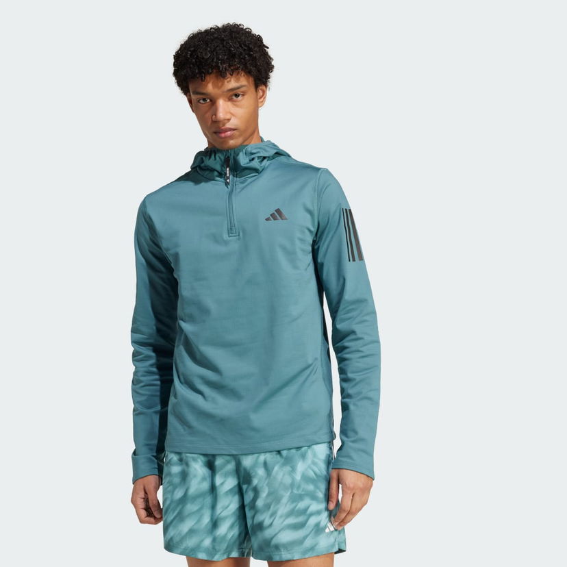 Sweatshirt adidas Performance Own The Run Winterized Quarter-Zip Hoodie Grøn | JW9655