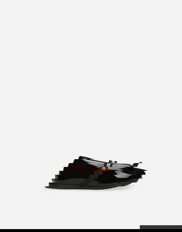 Sneakers og sko Dolce & Gabbana Patent Leather Ballet Flats With Bow For First Steps Sort | D20093A483180999, 0
