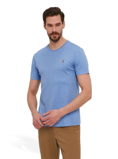 T-shirt Polo by Ralph Lauren Cotton Custom Tee Soft Blå | 710740727024