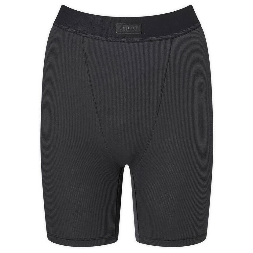 Boksere SKIMS Ribbed Cotton Boxer Shorts Sort | PN-HWS-0042-ST
