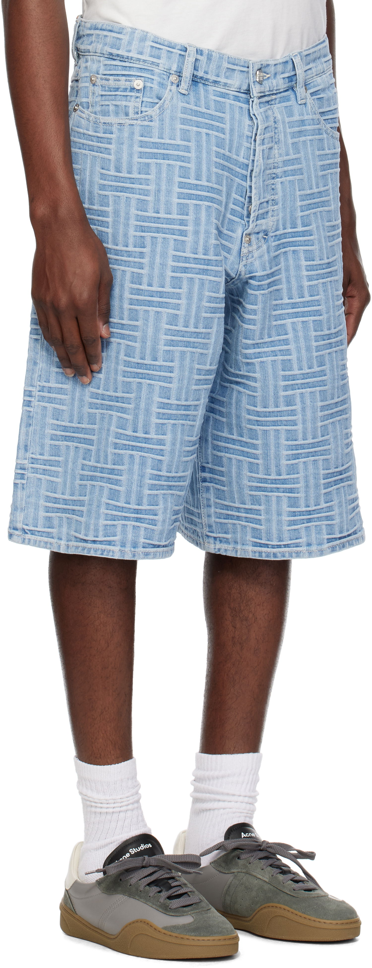 Shorts KENZO Kenzo Paris 'KENZO Weave' Straight Denim Shorts Blå | FF55DS3396J4, 1
