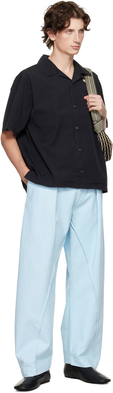 Skjorte JW Anderson Teapot and Teacup Embroidery Spread Collar Short Sleeve Shirt Sort | SH0371-PG1823, 3