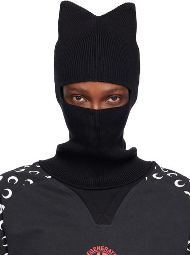 Hat Marine Serre Marine Serre Merino Wool Knit Kawaii Cat Ear Balaclava Sort | UHG073ACKNI0033, 0