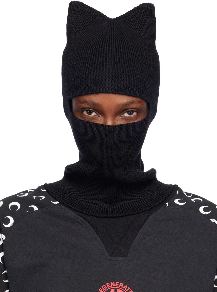 Hat Marine Serre Marine Serre Merino Wool Knit Kawaii Cat Ear Balaclava Sort | UHG073ACKNI0033