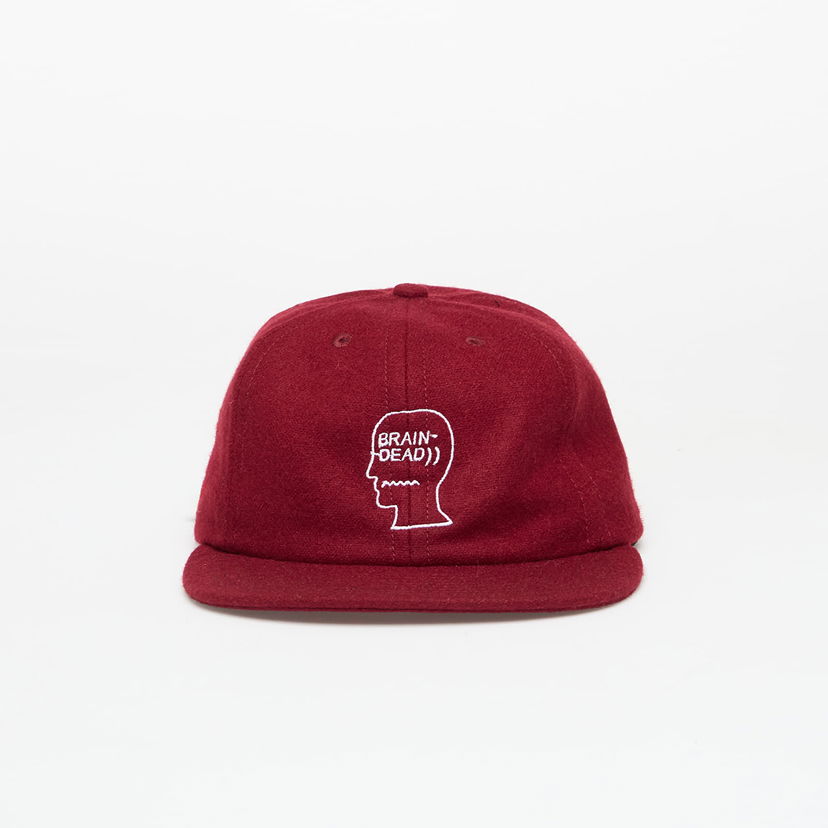 Kasket Brain Dead Flannel Logohead 6 Panel Hat Burgundy Universal Bourgogne | BDF25H01004631RD05