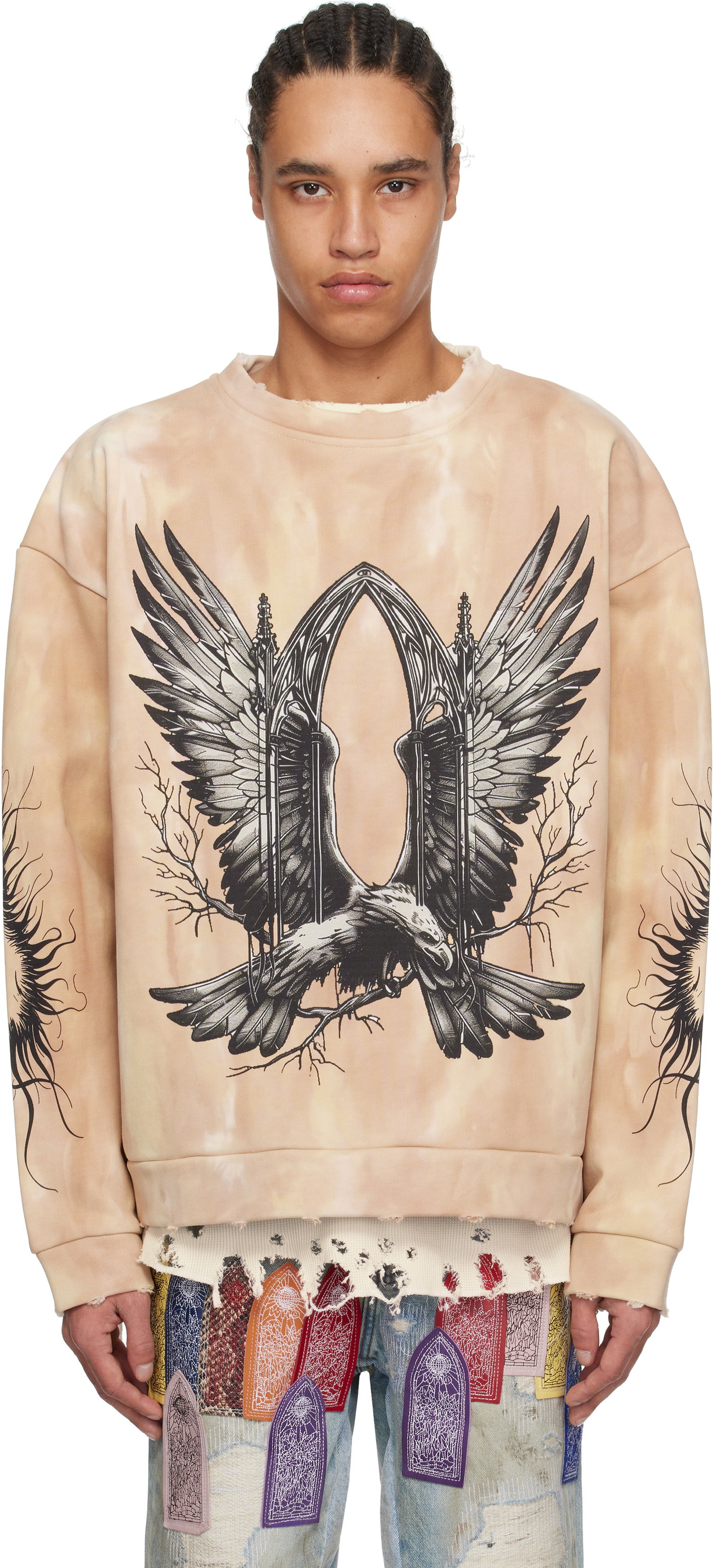 Sweater Who Decides War Who Decides War Soaring Window Crewneck Sweatshirt Beige | 1110500022SS25, 0