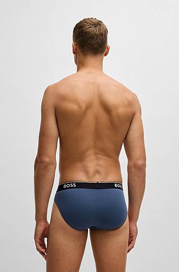 Boksere BOSS BOSS Stretch-Cotton Briefs, 3-Pack with Logo Waistbands Grå | 50531681, 1