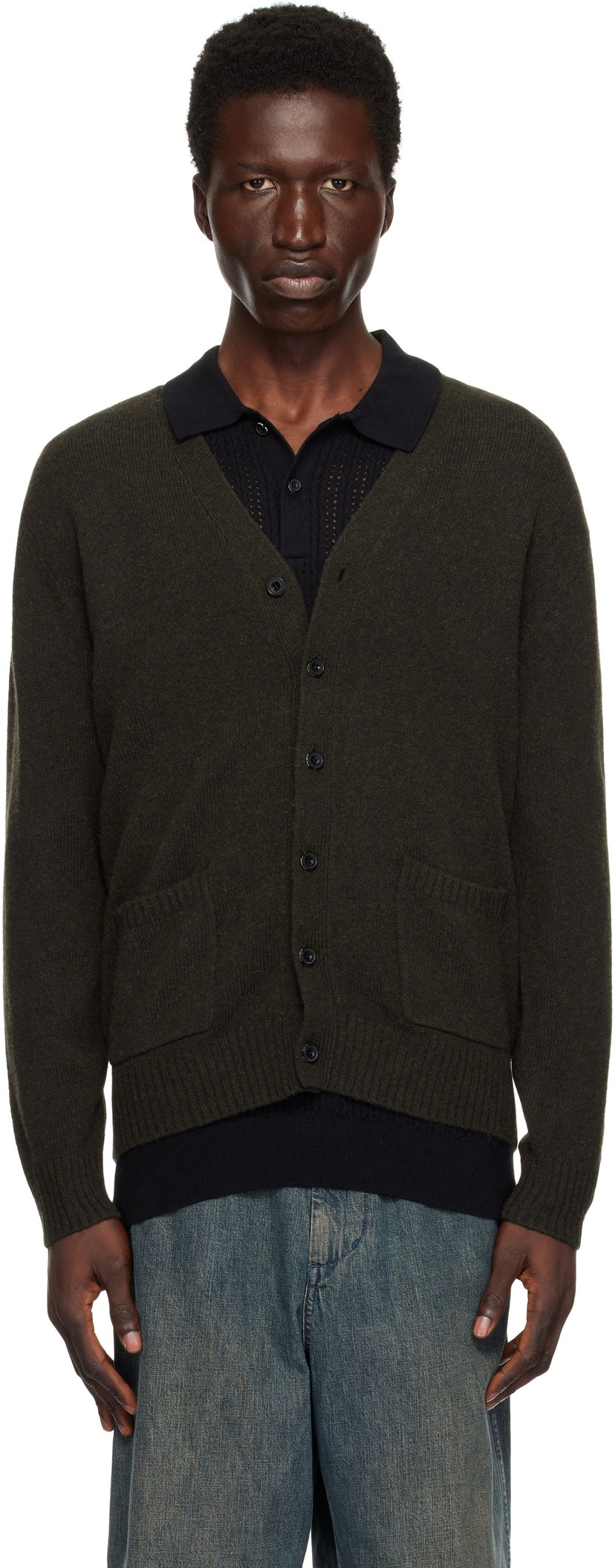Sweater BEAMS BEAMS PLUS 7G Cardigan Grøn | 38150094103