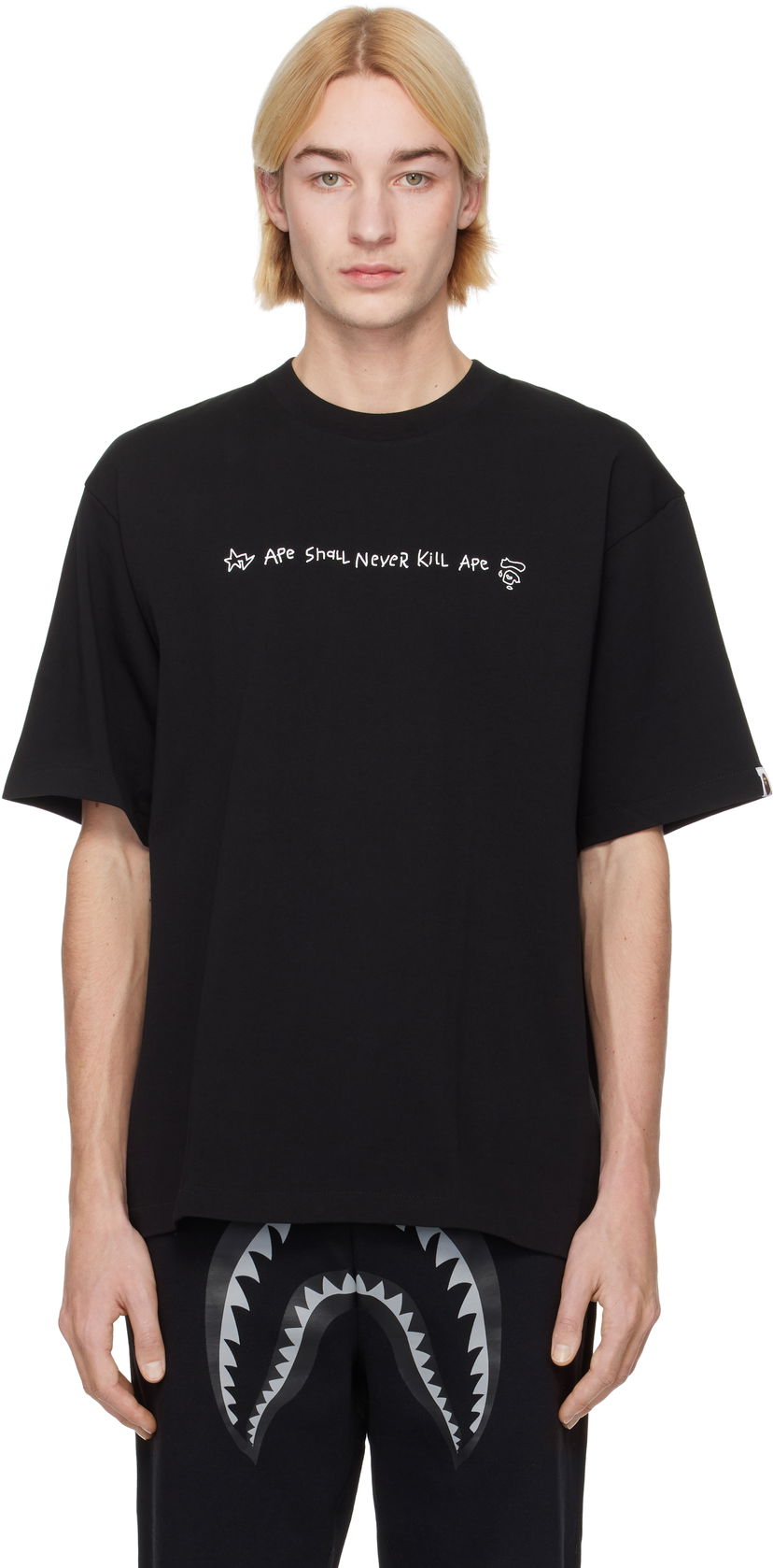 T-shirt BAPE Hand Drawn Logo Relaxed Fit T-Shirt Sort | 001TEK801334M