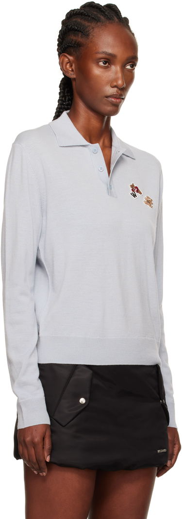 Polo skjorte We11done We11done Double Patched Knit Polo Blå | WD-KT2-25-679-W-GY, 1