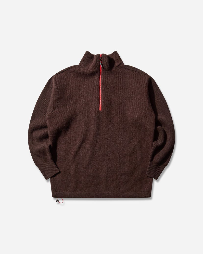 Sweater GR10K Felted Half-Zip Sweater with Drawstring Hem Brun | CGB42200JE26 26