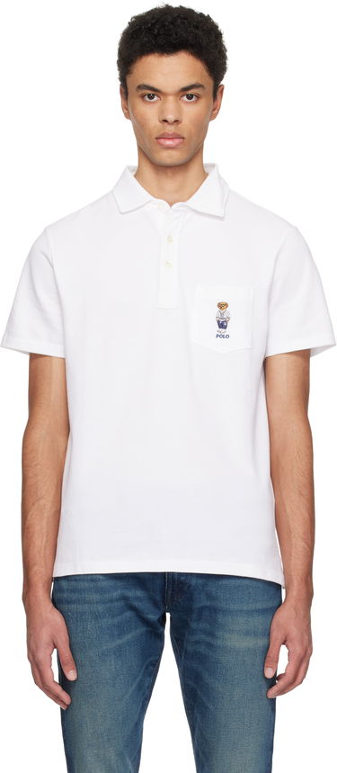 Polo skjorte Polo by Ralph Lauren Polo Ralph Lauren Classic Fit Polo Bear Mesh Polo Hvid | 710963818001, 0