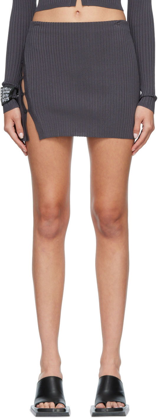 Nederdel Ksubi Ribbed Mini Skirt Grå | WPF22SK008