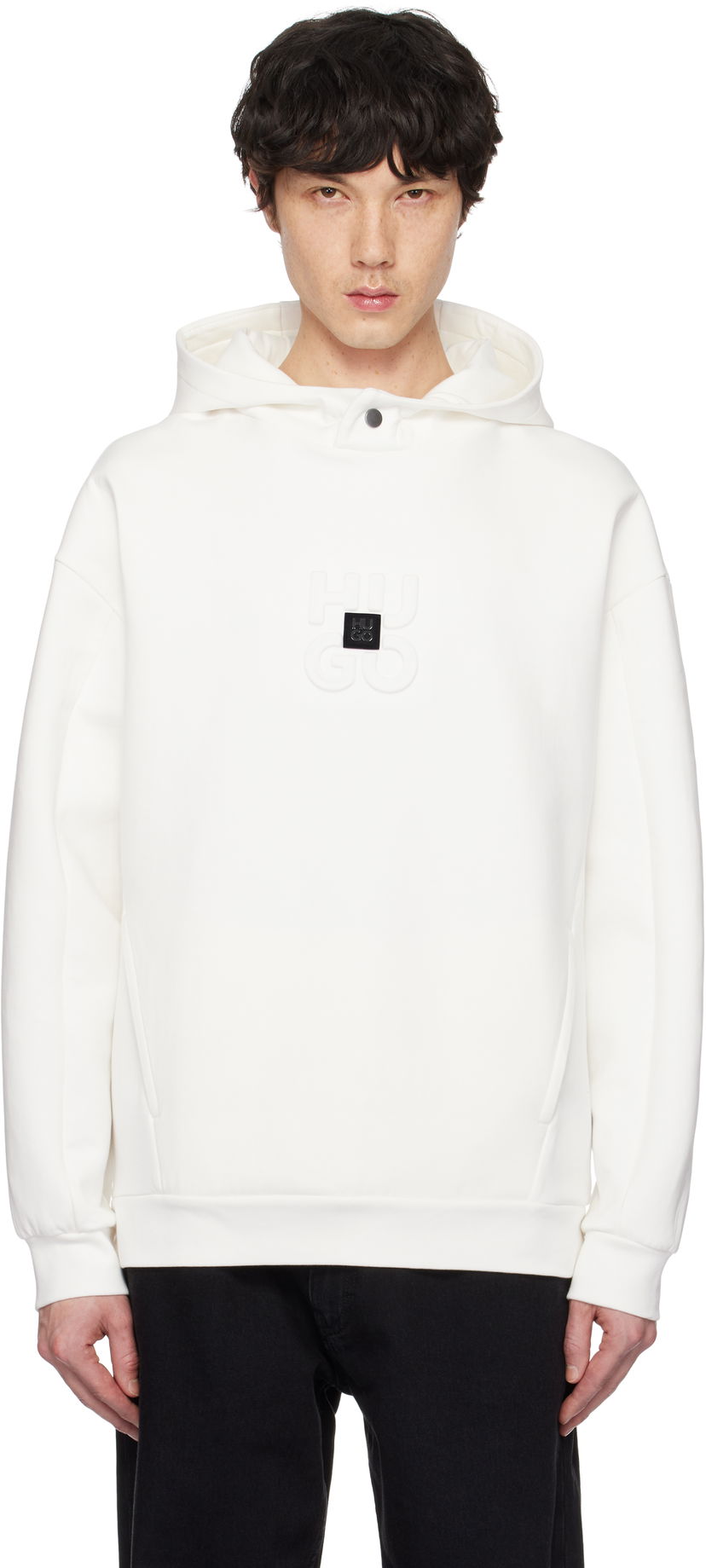 Sweatshirt BOSS Hugo Stacked Logos Interlock Hoodie Hvid | 50530191